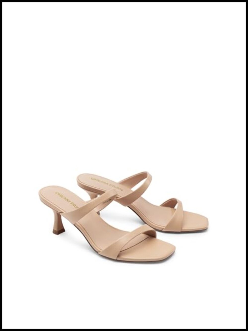 Women's Two Strap Kitten Heel Sandals with PU Foam Insole Slip On